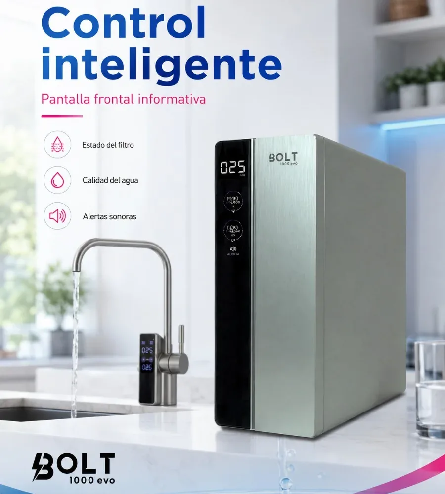 Pantalla frontal del Bolt 1000 EVO bajo el fregadero