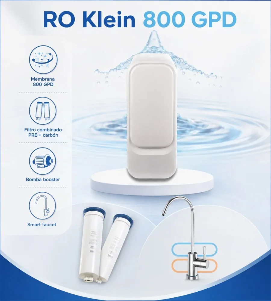 RO Klein 800 GPD con sus filtros y su grifo