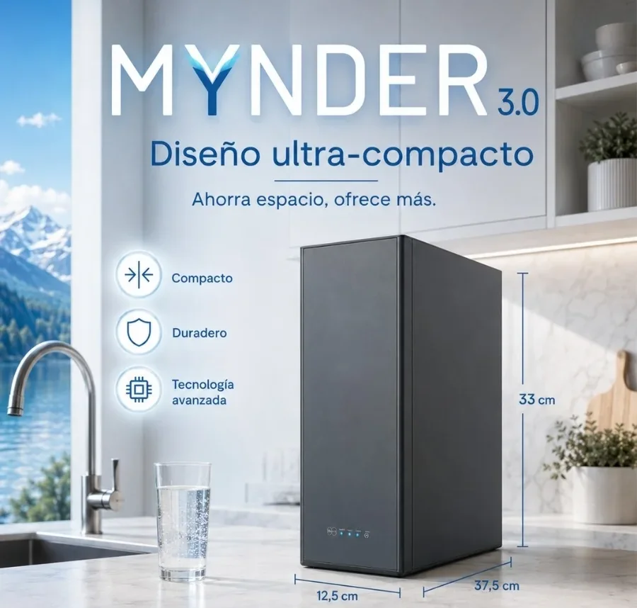 Mynder 3.0 en la encimera, con sus medidas